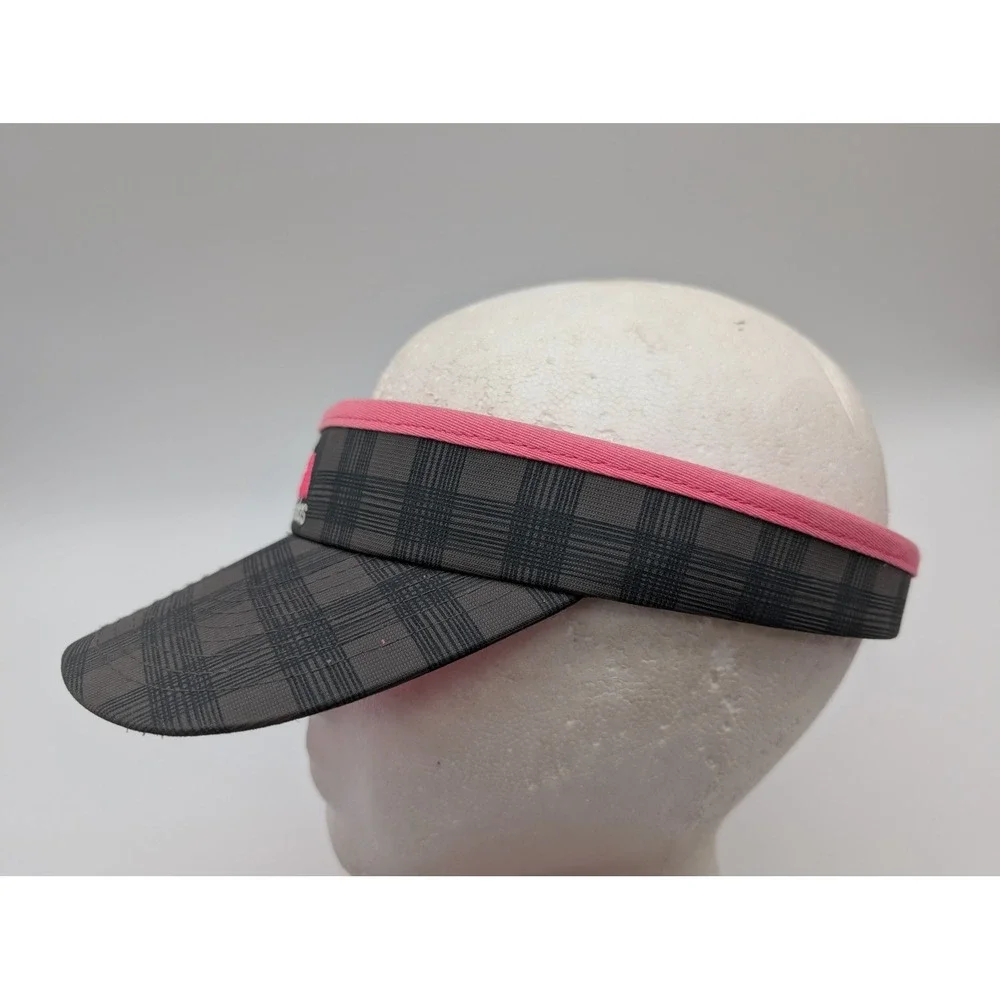 Adidas Climalite Visor Grey Plaid Pink Trim Recycled Polyester One Size OSFA